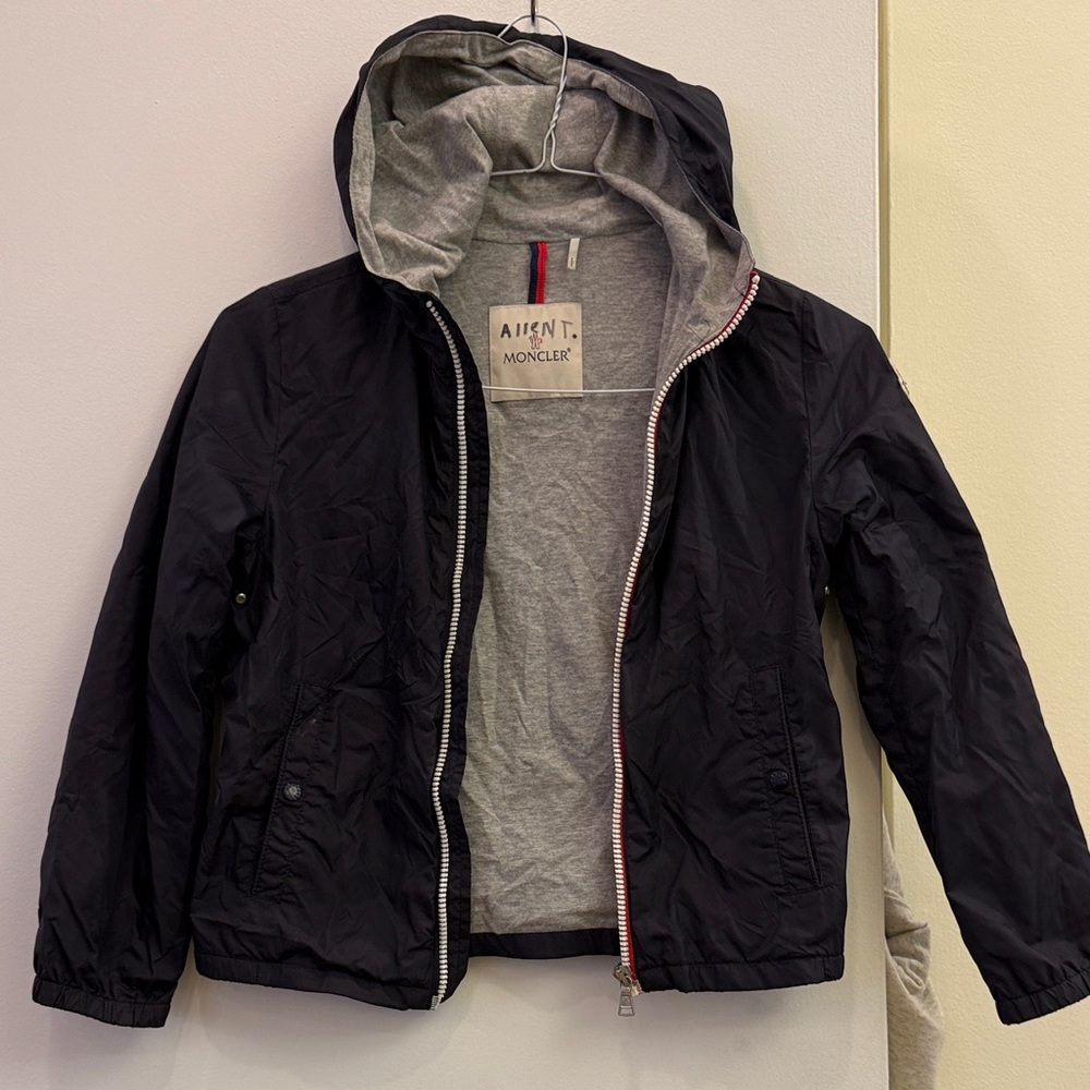 Moncler Kids navy light weight wind breaker Jacket with grey lining